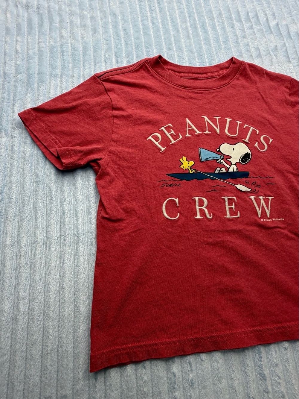 Peanuts Red Kids Short Sleeve Tee with Snoopy & Woodstock